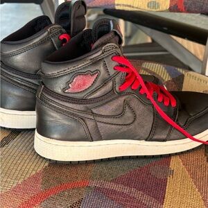 Nike Black and Red High-Top Sneakers